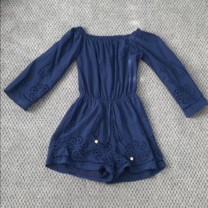 Navy blue off the shoulder romper
